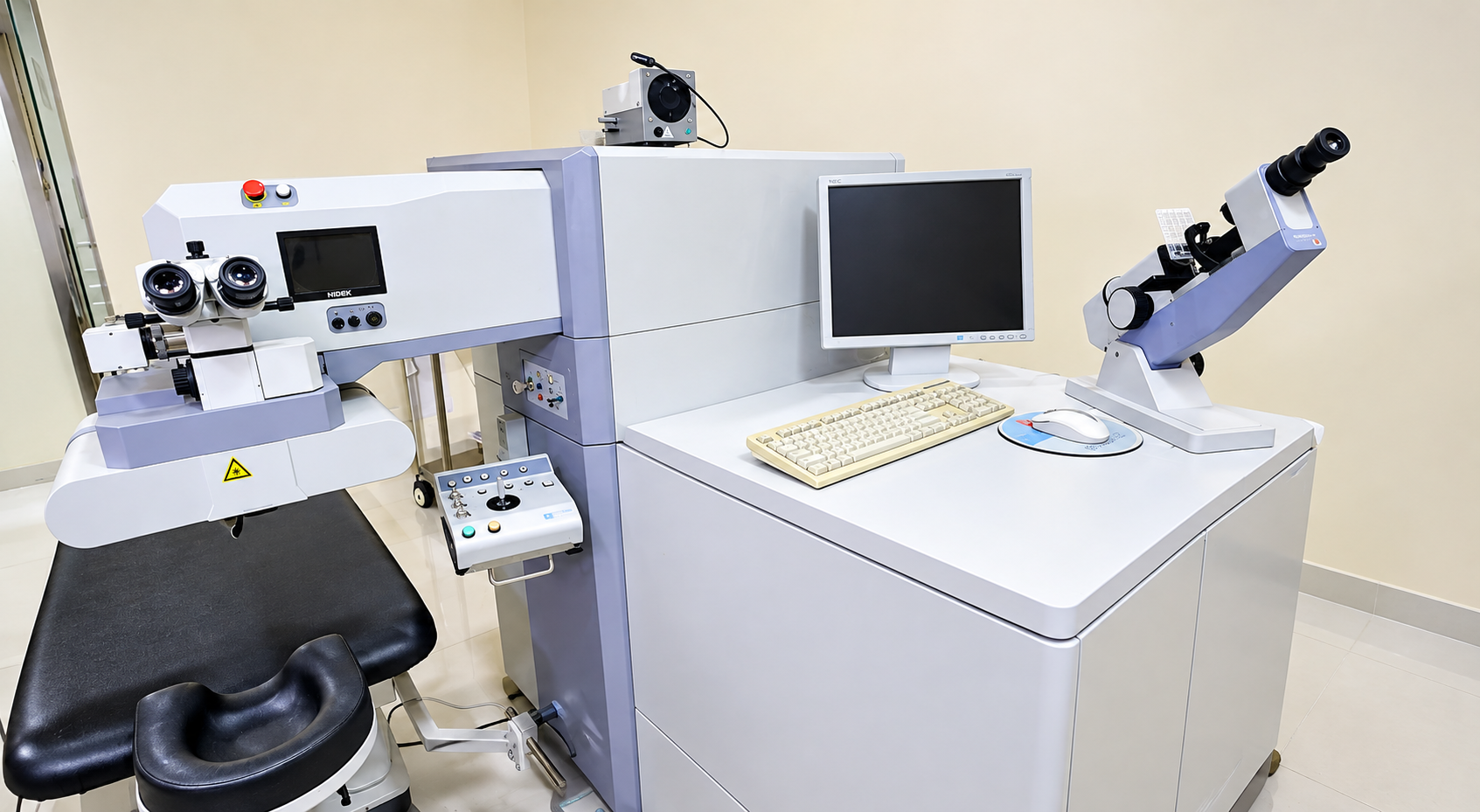 Ophthalmic diagnostic equipment in a clinical examination room