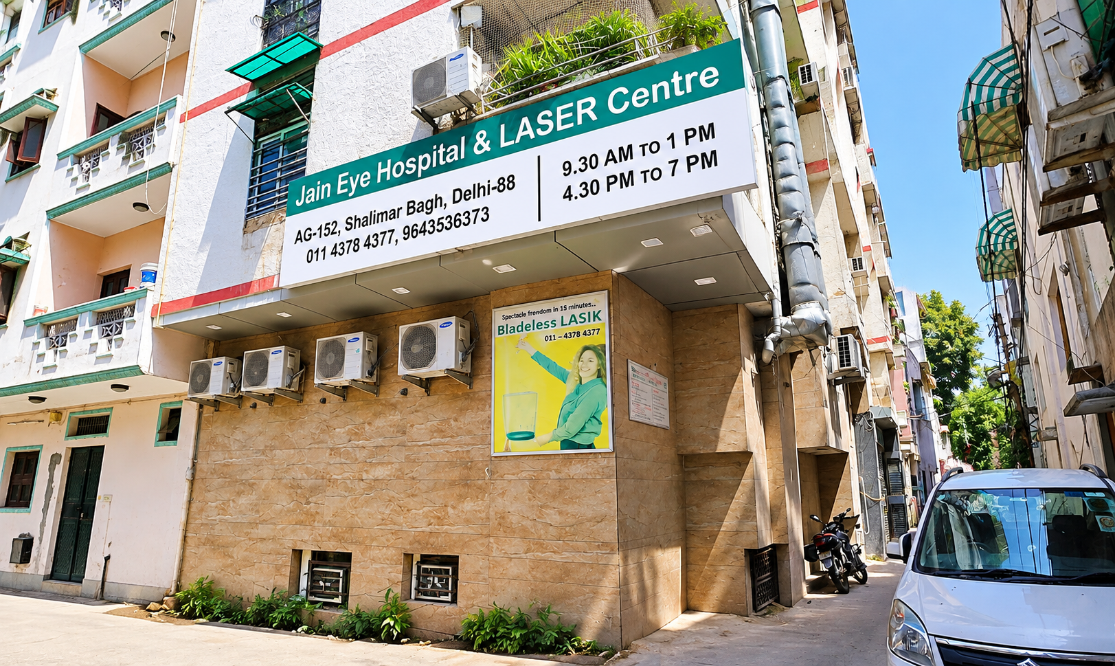 Exterior of Jain Eye Hospital and Laser Centre